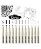 SUPER TOY 12 Pieces Black Fine Point Pens Set with Different Nib Sizes  Extra Fine Point Type for Calligraphy, Drawing, Writing, Designing, Comic, Waterproof & Quick Drying