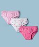 Kookie Kids Single Jersey Knit Striped & Floral Printed Panties Pack of 3 - Pink & White