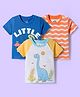 Doodle Poodle 100% Cotton Knit Half Sleeves Dino Printed & Striped T-Shirt Pack Of 3 - Multicolour