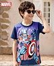 Pine Kids Marvel Single Jersey Knit Half Sleeves T-Shirt With Avenger Captain America Graphics - Navy Blue