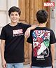 Pine Kids Marvel 100% Cotton Knit Half Sleeves T-Shirt With Avengers Front & Back Print - Black