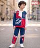 Pine Kids Marvel Terry Knit Drop Shoulder Full Sleeves T-Shirt & Lounge Pant Set with Spiderman Graphic - Multicolor