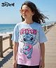 Pine Kids Disney 100% Cotton Knit Half Sleeves Drop Shoulder T-Shirt With Lilo & Stitch Graphics - Multicolour