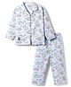Enfance Core Full Sleeves Cartoon Dinosaur Printed Coordinating Shirt & Pajama Night Suit - Light Blue