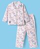 Enfance Core Full Sleeves Cartoon Dinosaur Printed Coordinating Shirt & Pajama Night Suit - Pink