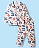 Enfance Core Full Sleeves Dinosaur Printed Coordinating Shirt & Pajama Night Suit - Navy Blue