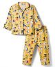 Enfance Core Full Sleeves Animals Printed Coordinating Shirt & Pajama Night Suit - Yellow