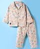 Enfance Core Full Sleeves Animals Printed Coordinating Shirt & Pajama Night Suit - Peach