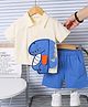 Mark & Mia Cotton Half Sleeves Shirt & Shorts Set With Dino Applique - Blue