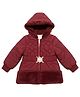 Little Ginnie Woven Full Sleeves Solid Hooded Quilted Puffer Jacket - Maroon