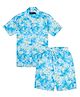 CAVIO Cotton Woven Half Sleeves Floral Printed Coordinating Shirt & Shorts Set - Turquoise Blue