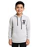 CAVIO Cotton Blend Woven Full Sleeves Bunny & Optimistic Text Patch Detailed Hooded Tee - Grey