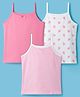 Kookie Kids Single Jersey Knit Sleeveless Solid Striped & Floral Printed Slips Pack of 3 - Pink & White