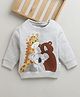 BUMZEE Knit Full Sleeves Animals Printed Light Winter Sweatshirt - Grey Melange