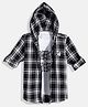 Charchit Cotton Woven Full Sleeves Checked Hooded Shirt With Always Travel Text Printed Tee Set - Black