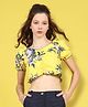 Cutiekins Woven Half Puffed Sleeves Floral Printed Crop Top - Yellow & Multi Colour