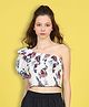 Cutiekins Woven Sleeveless One Shoulder Floral Printed Crop Top - Off White & Multi Colour