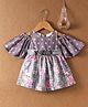 Little Kangaroos Cold Shoulder Party Frock Polka Dot & Floral Print - Pink