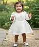 Lagorii Satin Woven Full Sleeves Rose Applique Designed  Dress - White