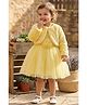 Lagorii Net Woven Floral Applique Dress With Full Sleeves Jacket - Yellow