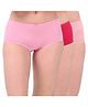 Adira Cotton Knit Pack Of 3 Solid Hipster Panties - Dark Pink Light Pink & Peach