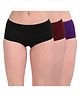 Adira Cotton Knit Pack Of 3 Solid Hipster Panties - Black Purple & Wine