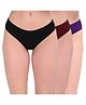 Adira Cotton Knit Pack Of 3 Solid Bikini Panties - Black Wine & Purple