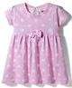 Babyhug 100% Cotton Knit Half Sleeves Polka Dots Printed Frock With Bow Applique - Pink