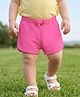 Babyoye Cotton Knit Solid Color Shorts with Bow Applique - Dark Pink
