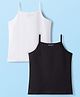 Kookie Kids Single Jersey Knit Sleeveless Solid Colour Slips Pack of 2 - Black & White