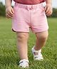 Babyoye Cotton Knit Solid Color Shorts with Bow Applique - Light Pink