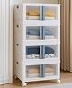 MECHDEL Stackable Storage Box with Wheels Front Door Cabinet Collapsible Organiser for Living Room Bedroom Books cabinets for living room and book organiser -  WHEELS WHITE  4PCS