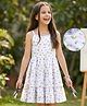 Pine Kids Cotton Knit Sleeveless Floral Printed Tiered Frock - White
