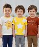 Babyoye 100% Cotton Knit Half Sleeves Text & Star Printed T-Shirts Pack Of 3 - Multicolour