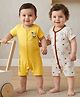 Babyoye 100% Cotton Woven Half Sleeves Rompers with Star Print Pack of 2 - Yellow & White