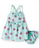 Doodle Poodle Cotton Knit Frocks with Bloomer Printed Sleeveless Light Blue 0-0 Months