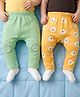 Babyoye 100% Cotton Knit Full Length Koala Printed & Paw Embroidered Diaper Leggings Pack Of 2 - Light Green & Yellow
