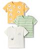 Babyoye 100% Cotton Knit Half Sleeves Striped & Koala Printed Front Open Jhablas Pack of 3 - White Green & Orange