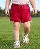 Babyoye Cotton Knit Solid Color Shorts with Bow Applique - Red