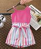 Mark & Mia One Shoulder Sleeves Striped Jumpsuit - Pink