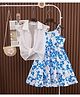 Mark & Mia Floral Printed Frock with Frill Sleeves Shrug - Light Blue