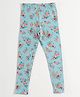JusCubs Cotton Lycra Knit Floral Printed Leggings - Blue