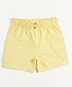 JusCubs Muslin Cotton Woven  Heart Applique Detailed Shorts - Yellow