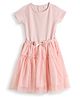 JusCubs Cotton Knit Half Sleeves Bow Applique Detailed Textured Dress - Pink