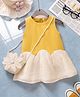 Mark & Mia Sleeveless Solid Colour Drop Waist Frock with Sling Bag - Yellow