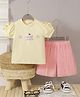 Mark & Mia Cotton Half Sleeves Top & Shorts Set with Fruit Applique - Pink & Beige