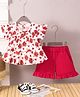 Mark & Mia Half Sleeves Floral Printed Top & Shorts Set - Red