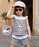 Mark & Mia Sleeveless Striped Top & Shorts Set with Patch Detailing - Blue