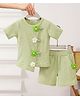 Mark & Mia Half Sleeves Floral Applique Top & Shorts Set - Light Green