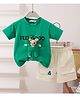 Mark & Mia Cotton Half Sleeves T-Shirt & Shorts Set with Feel Good Print & Applique - Green